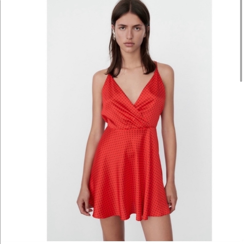 NEW Zara red polka dot dress